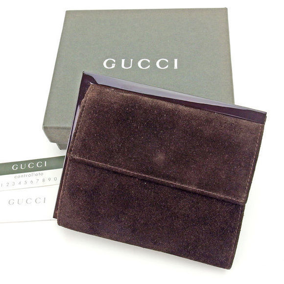 Gucci Wallet Bron Brown Accessory White Zipper Bifold - Picture 1 of 6